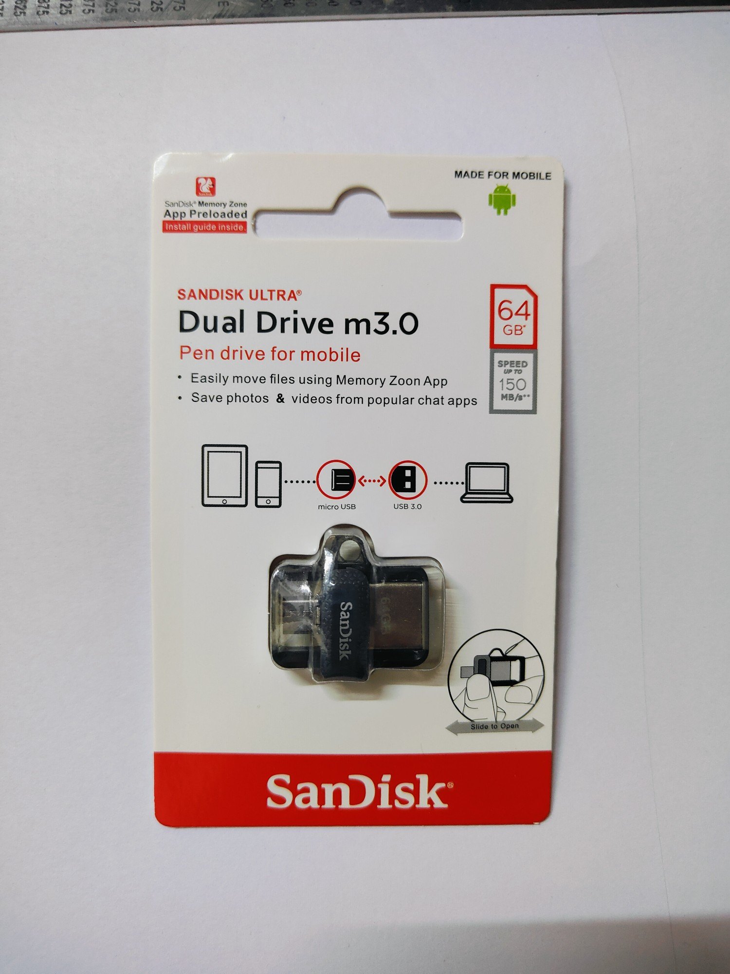 SANDISK PEN DRIVE-DS-SANDISK DUAL DRIVE 64GB  M3.0